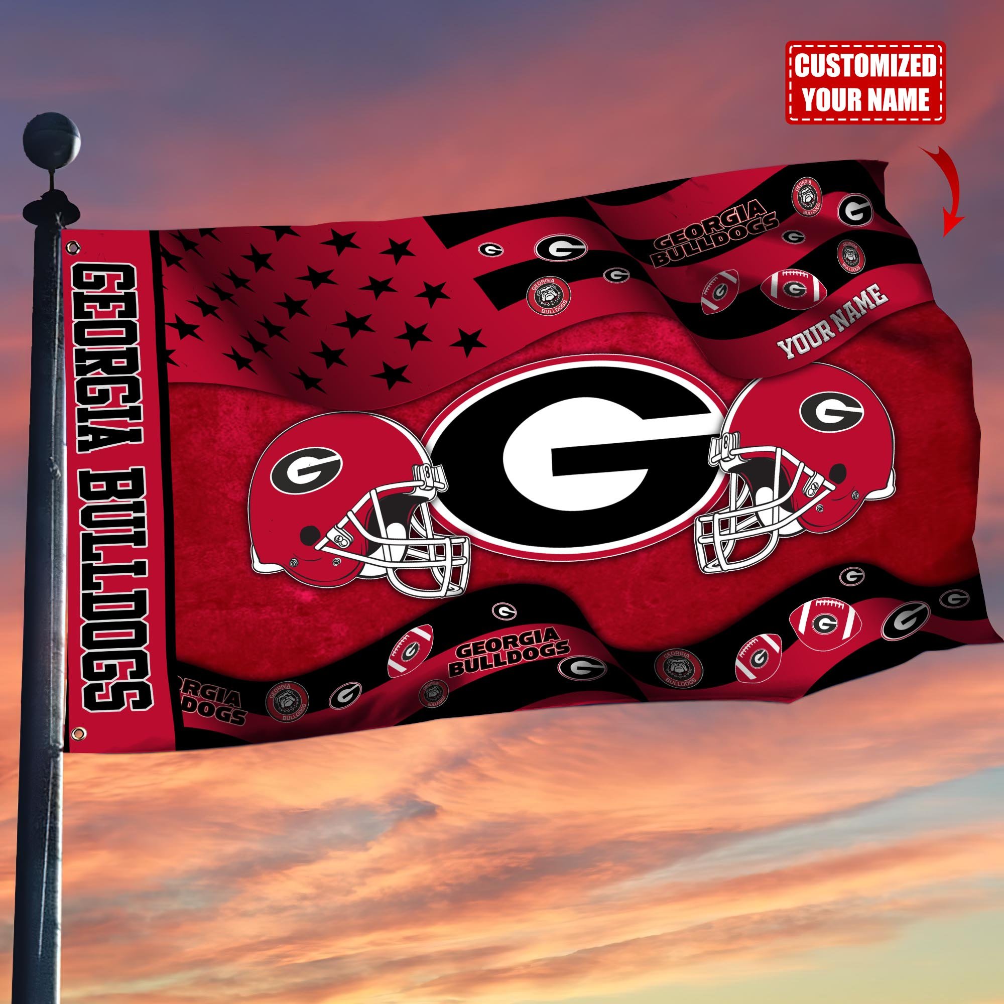 Georgia Bulldogs Custom Flag3x5ft, Let Your Flag Fly TT59114